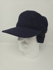 Vintage Pendleton Blue Wool Ear Flap 5 Panel Cap Hat Cabbie Custom Made In USA L