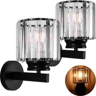 2er-Pack moderne Metall Kristall Wandleuchte Wandleuchte - schwarz