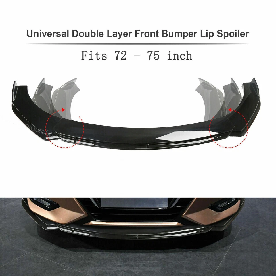 Black Front Bumper Lip Spoiler Splitter Body Kit For Hyundai Santa Fe Veloster - Image 4 of 4