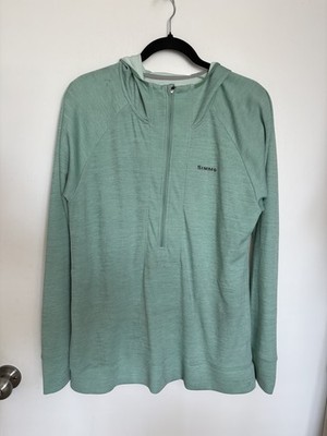 Simms Hoodie womens XL Green 1/2 Zip Pullover Insect Shield BugStopper Fishing