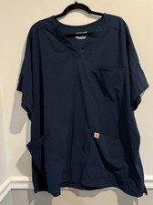 Carhartt Men's Utility Scrub Top XL V-neck, multiple pockets Navy Blue