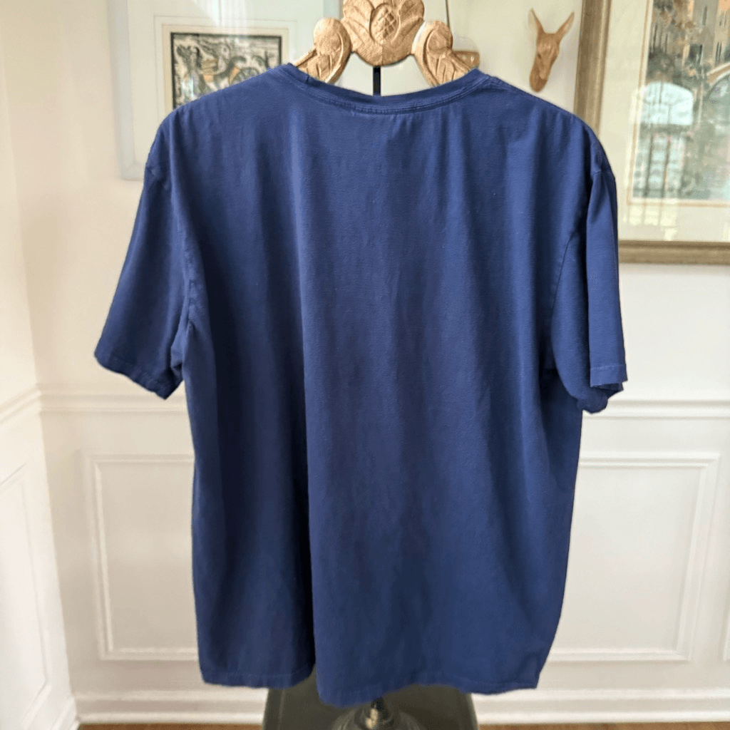 Polo Ralph Lauren vintage anni 90 blu scuro cotone maglietta rosso pony L