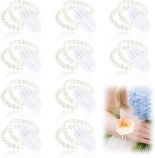 Corsage Wristlet Band 10 Pcs Elastic Pearl Wrist Corsage Bracelets Bands for Wom
