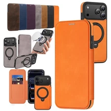 Business Leather Flip Wallet Ring Holder Magsafe Case for iPhone17 Pro Max 16 15