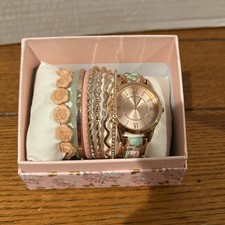 Accutime Ladies Pink Dress Watch – Gold Case, Diamante, New in Open Box