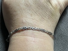 Vintage Sterling Silver Tennis Bracelet With Decorative Curb Loop Links