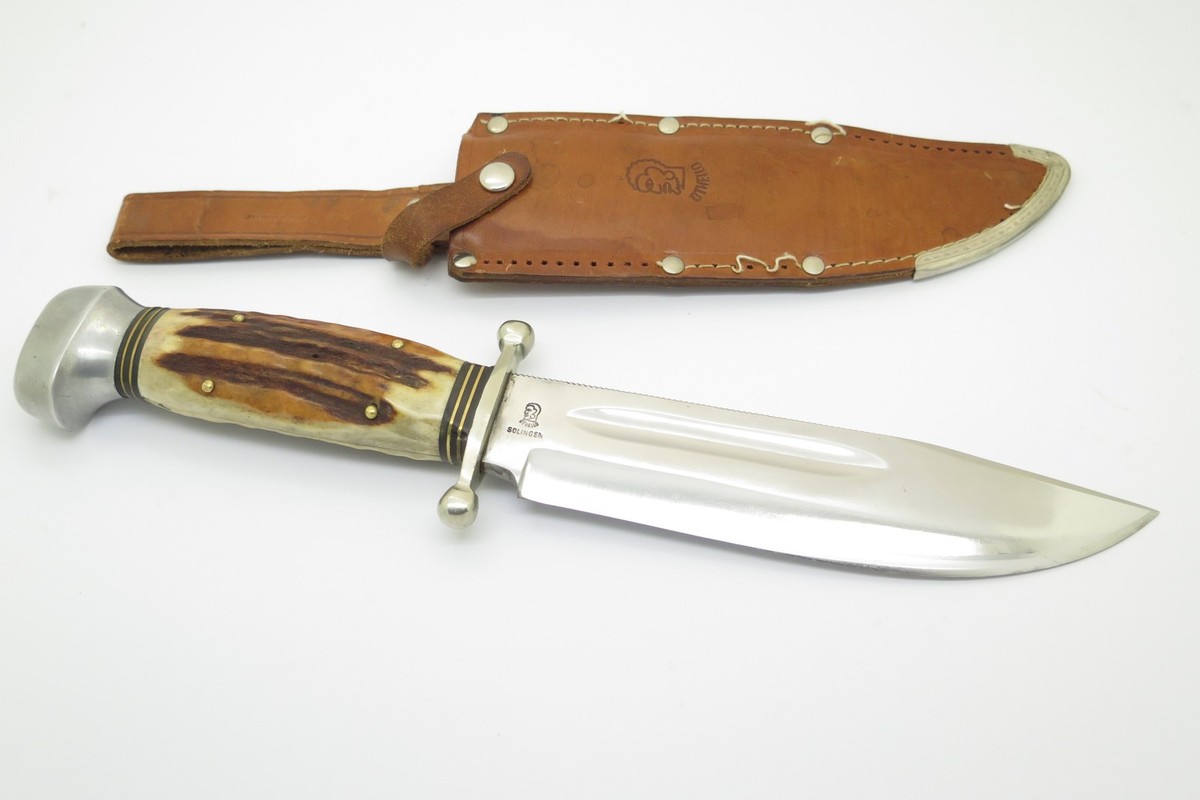Vtg Othello Solingen Germany Anton Wingen Stag Fixed Blade Bowie