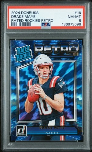 2024 Panini Donruss Rated Rookie Retro Drake Maye #16 (RC) PSA 8 🔥🔥