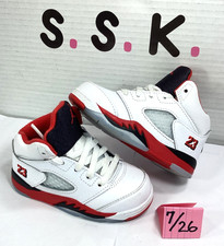 Jordan 5 Retro Fire Red Black Tongue Toddler Size 7c