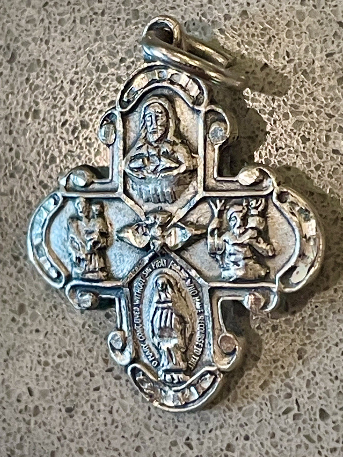 Vtg Sterling Silver Creed 4-Way Catholic Cross Religious Medal Pendant ...