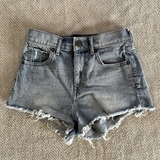 Express Jeans Denim Shorts Womens 00 Light Wash Y2K Festival Cutoff Raw Hem