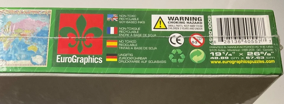 Eurographics 1000 Piece Jigsaw Puzzle Map of the World - Size 19-1/4" x 26-5/8" - Image 4 of 4