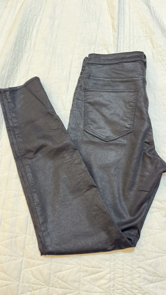 H&M Divided Black Coated Skinny Pants Faux Leather Look Size 10 - Image 4 of 4