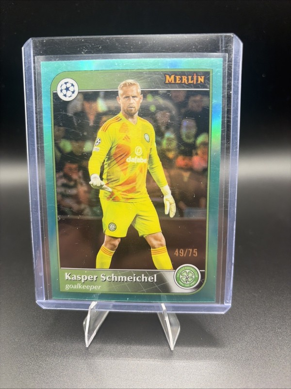 Kasper Schmeichel 2024-25 Topps Merlin UCC Aqua Refractor Base /75 #1