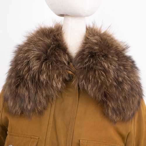 MONCLER Womens Brown Down Jacket Puffer Belted and Real Fur Removable Collar S 1 - Picture 14 of 22