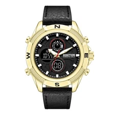 Kenneth Cole Reaction Men's Analog Digital Watch Leather Strap KRWGD7006104