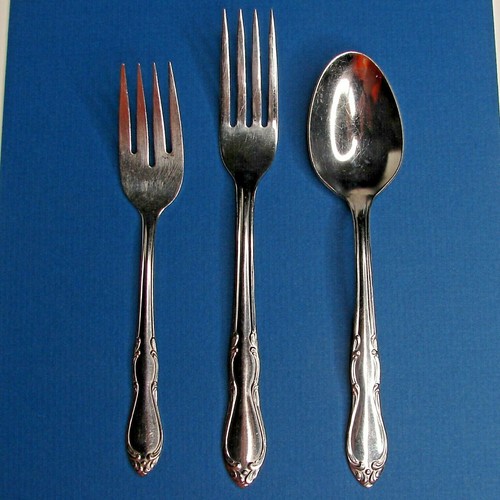 Homestead Spoon Fork Oneida Simeon L George H Rogers Stainless Flatware 3 Piece - 第 1/5 張圖片