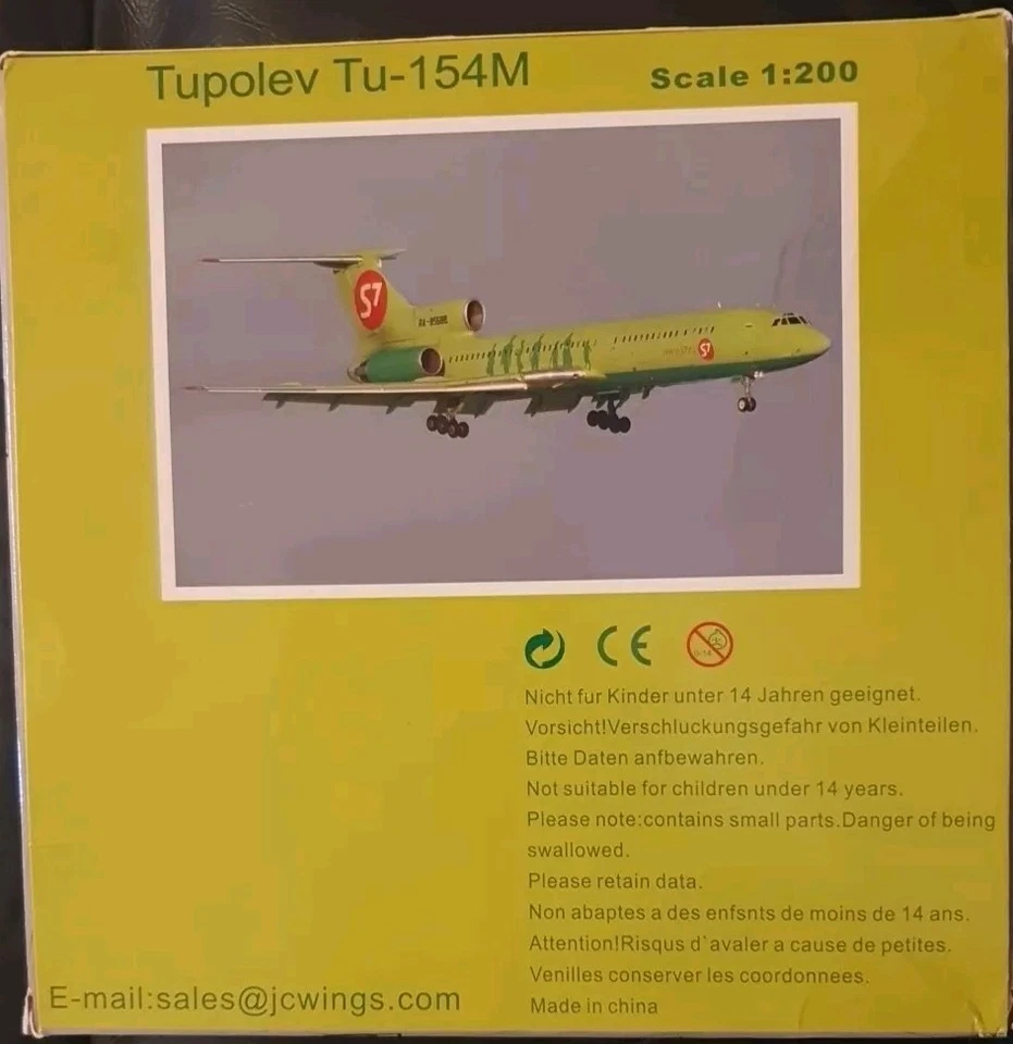 S7 JC Wings Aviation Models Tupolev Tu-154M Die Cast Aeroplane 1:200 New RARE - Image 2 of 3