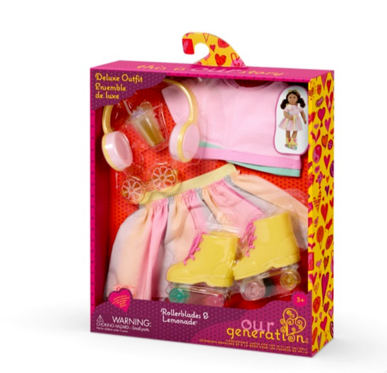 Our Generation Rollerblades Lemonade Deluxe Outfit