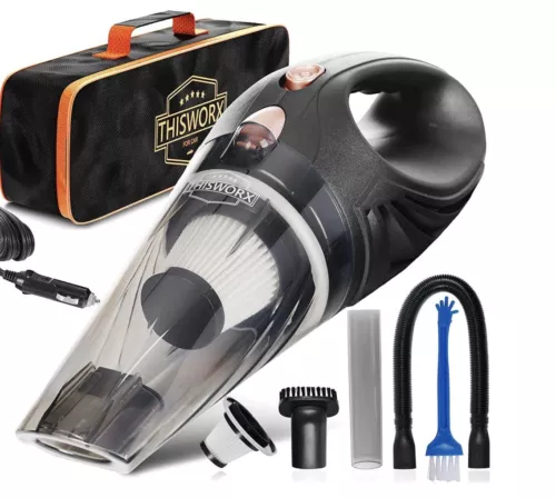 THISWORX Portable Car Vacuum Cleaner Corded Handheld Detailing 12V 3 attachments