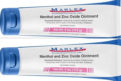 Marlex Menthol /Zinc Ointment Tube 4oz ( 2 Tubes )