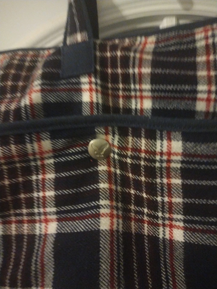 Bolso de Viaje American Eagle AEO Azul Cuadros Doble Asa Cierre Magnético Foto 4 de 4