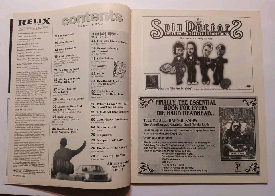 Relix Magazine June 1996 Jimi Hendrix The Radiators Summer Special Jerry Janis  - Image 3 of 4