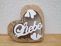 Aufsteller Herz, Liebe, Aus Mangoholz Natur, Weiß (B/H/T) 20X20X2Cm Deko Wohnen