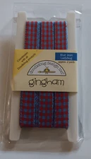 Doodlebug Ribbon Spool Gingham Blue Jean Ladybug Red Blue