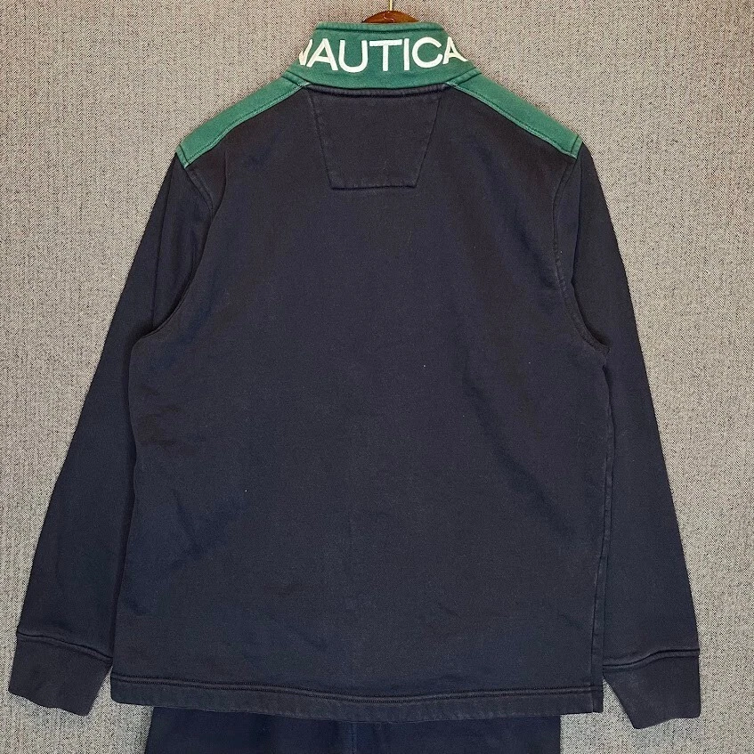 Conjunto de chándal Nautica L verde marino 1/4 cremallera sudadera joggers logotipo pantalones Foto 3 de 4