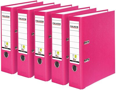 Original Falken 5er Pack PP Kunststoff-Ordner Made in Germany 8cm breit pink