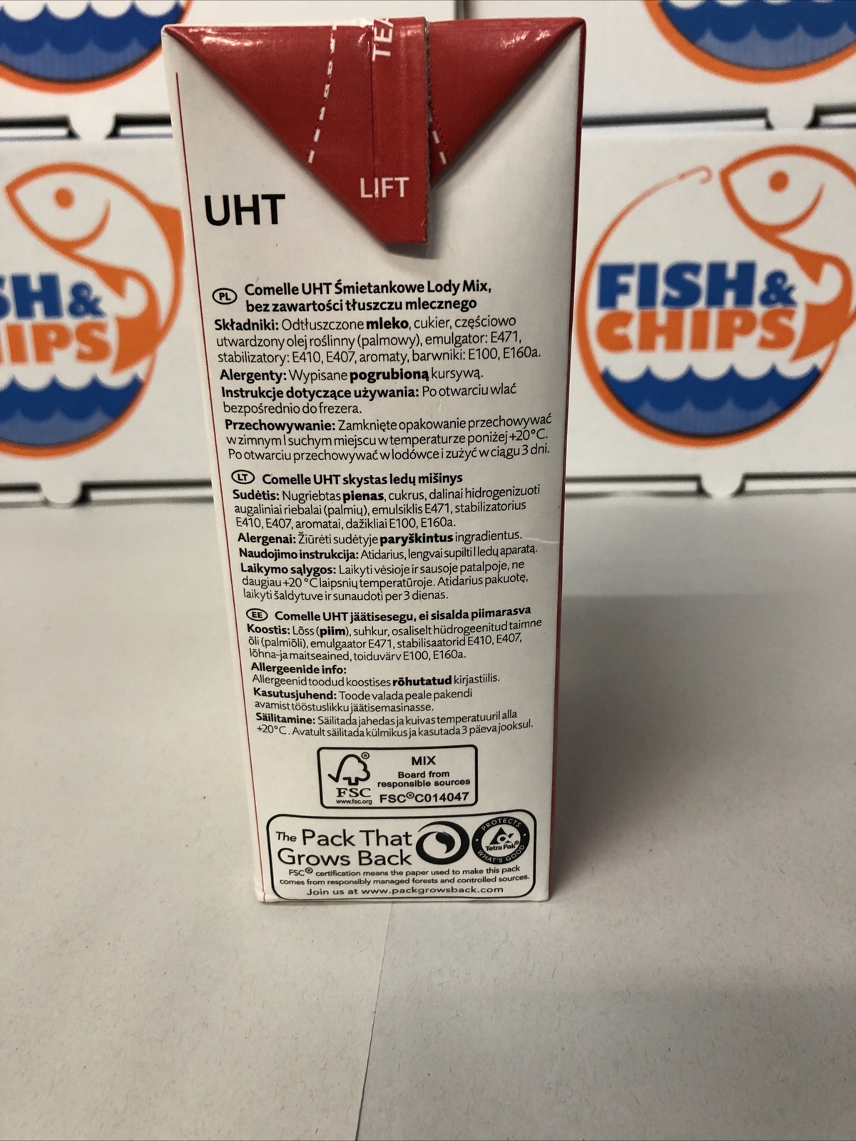 Comelle Ice Cream Mix 1 Litre Fish Chips 217323 Restaurant Cafe Deser