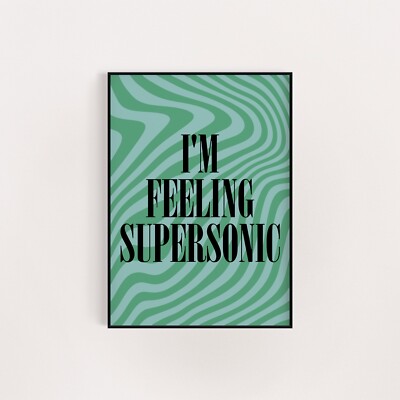 Supersonic Green Oasis A4 A3 Musik Text Song Retro Poster Druck Geschenk
