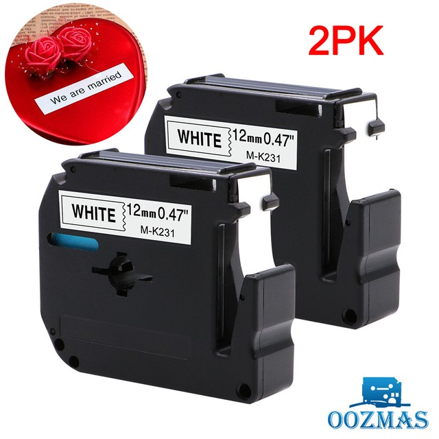 2PK MK231 MK231 Label Tape Compatible Brother PTouch Black on White