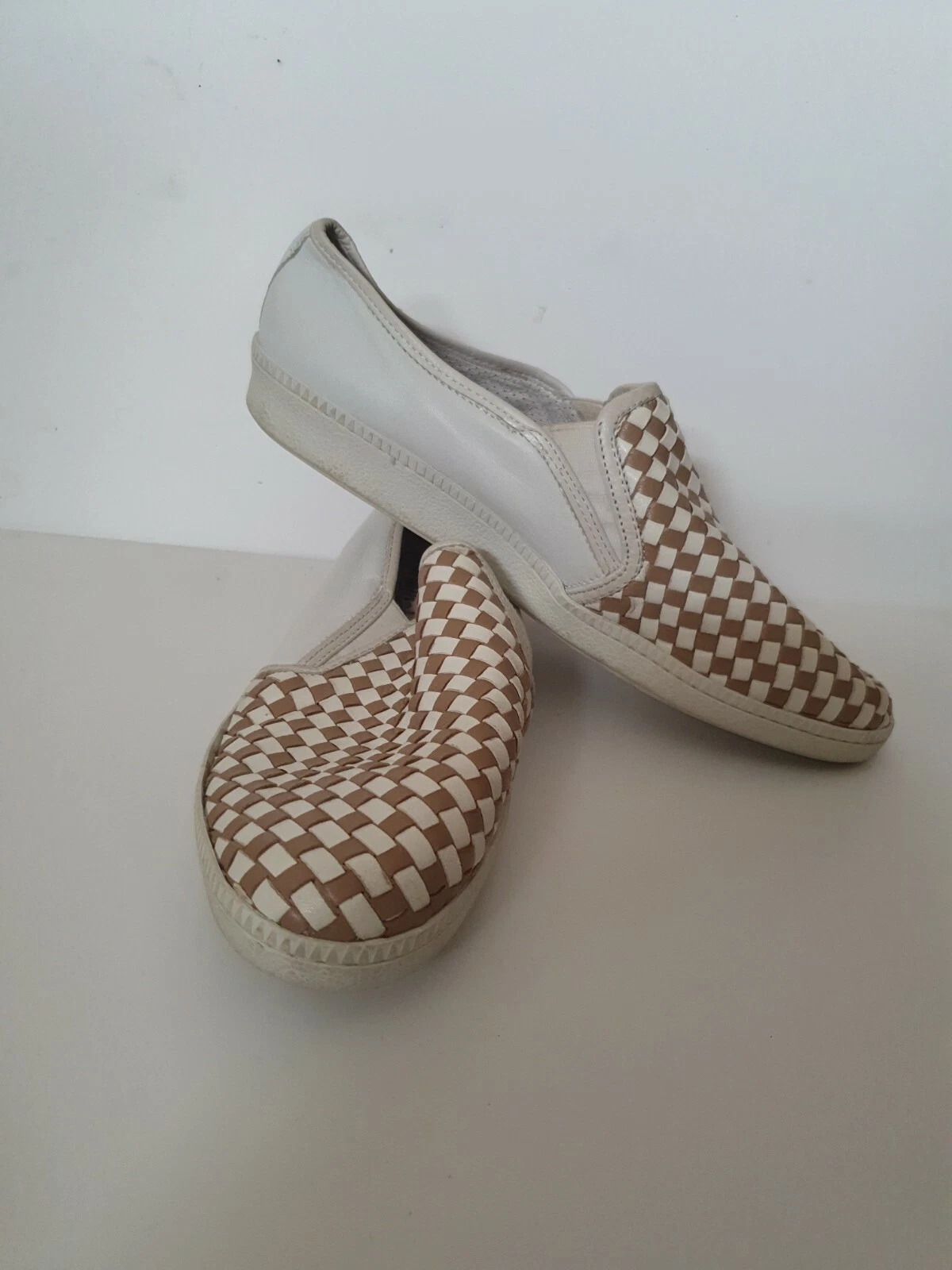 ADIDAS Mocassini Gingham The Originals stile italiano Vans in pelle bianca marrone UK 7