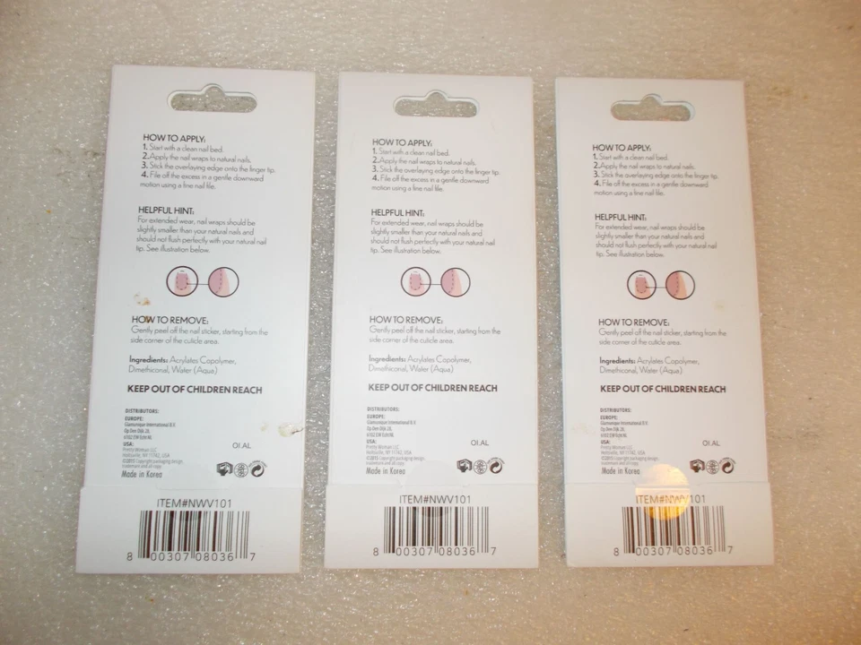 (3) Pretty Woman nail wraps manicure instantânea 24 unhas cada fácil aplicação - Imagem 2 de 2