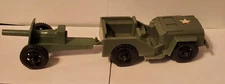 Tim Mee Vintage WW2 World War 2 60mm 1:32 Scale Green Jeep & Howitzer Vehicle