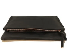 SOLE SOCIETY NORDSTROM RIFKIE BLACK FAUX LEATHER FOLDOVER CLUTCH PRE-OWNED