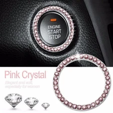 Car Button Start Switch Diamond Ring Bling Decoration Accessories Pink