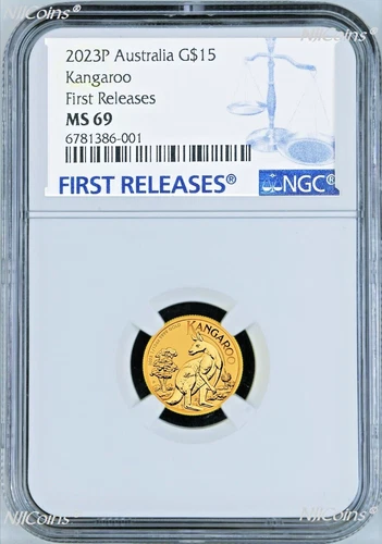 2023 P Australia Bullion .9999 GOLD $15 Kangaroo NGC MS69 1/10oz Coin FR Blue LB
