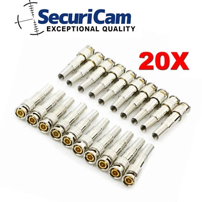 SECURICAM 20X Spring BNC Male Connector Solderless RG59 Coax Cable Adapter For CCTV Camera