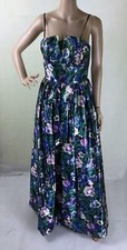 Vintage Dress | 1970s Trina Lewis Metallic Floral Party/Prom Dress UK Size 8/10