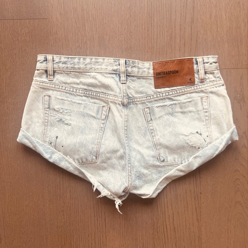 One Teaspoon Bandits Low Waist Denim Shorts Painted Blue - Size 29 - 第 8/8 張圖片