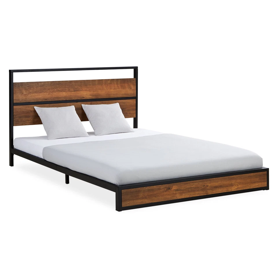 Metallbett 140x200 Lattenrost Matratze Schwarz Doppelbett Bett Holz Homestyle4u - Bild 2 von 4