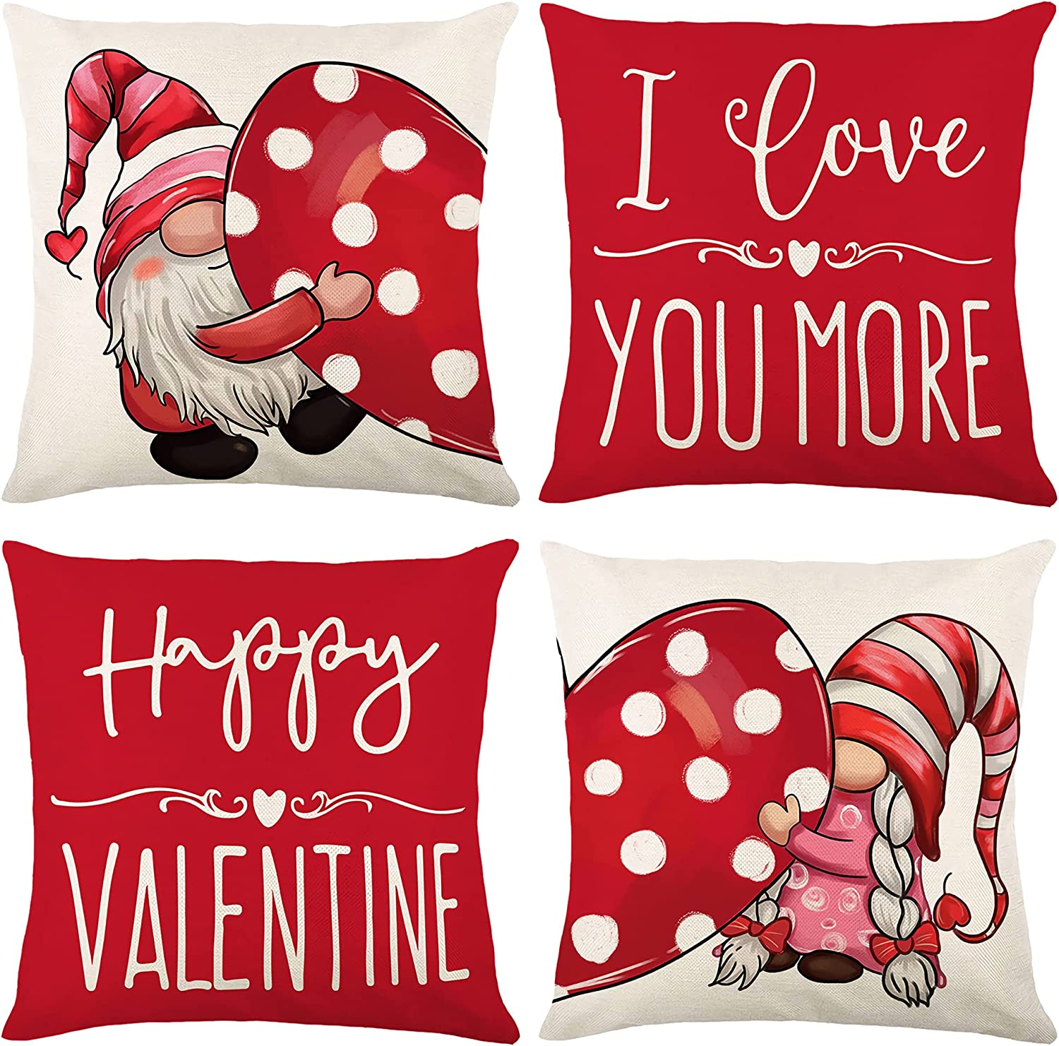 Romantic Valentines Pillow Covers Set of 4 - Decorative Throw Pillow Covers for Couples-image