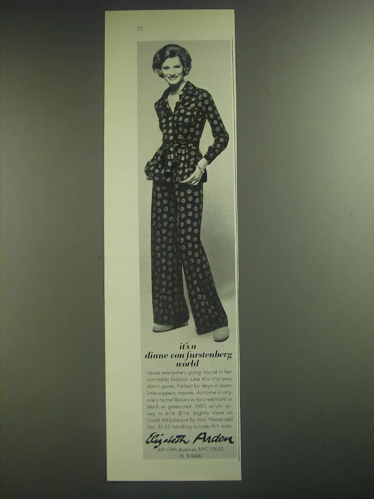 1974 Elizabeth Arden Shirt n Pants Ad It s a Diane Von