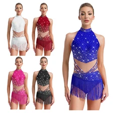 Women Dancewear Leotard Bodysuit Cocktail Costume Slim Fit Sleeveless Ballet