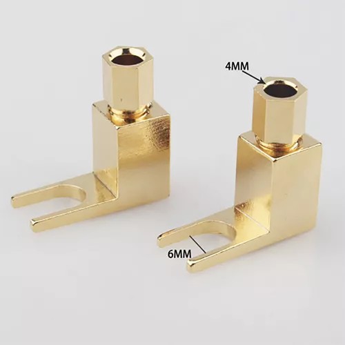 4Pcs Gold Plated Copper Spade Fork Banana Plugs Adapter For HIFI Audio Cable - Afbeelding 3 van 9