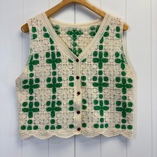 Unbranded Womens Boho Cottage Crochet Boxy Vest Size L Festival Indie Prairie