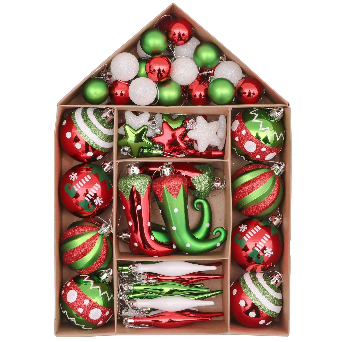 Victor's Workshop 70pcs 3-8cm Shatterproof Christmas Baubles Pack Delightful Elf